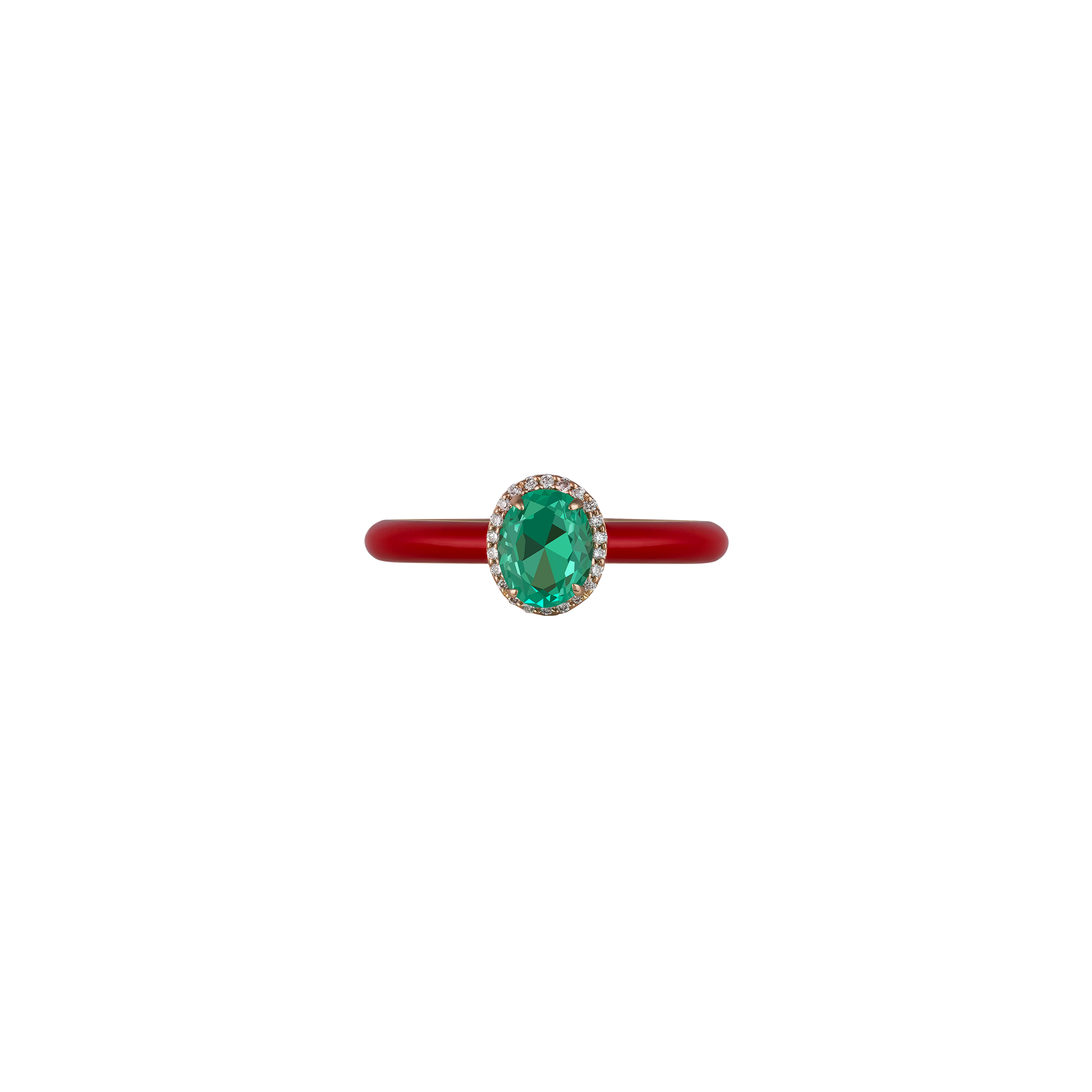 Eye Candy Ring in 18K rose gold with VS-G diamonds, Emerald stone